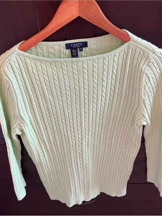 Chaps Sweaters - Chaps Women’s Mint Green Cable Boatneck Sweater